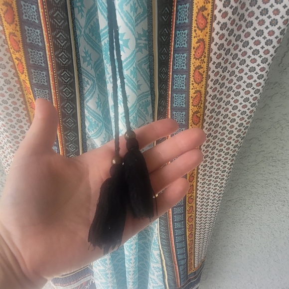 Bohemian Maxi Dress with Geometric Patterns - Picture 14 of 15